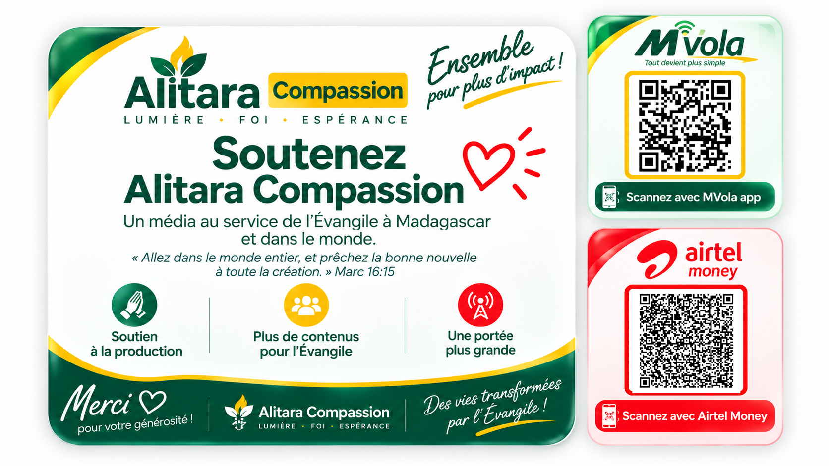 Soutenez Alitara Compassion - MVola et Airtel Money
